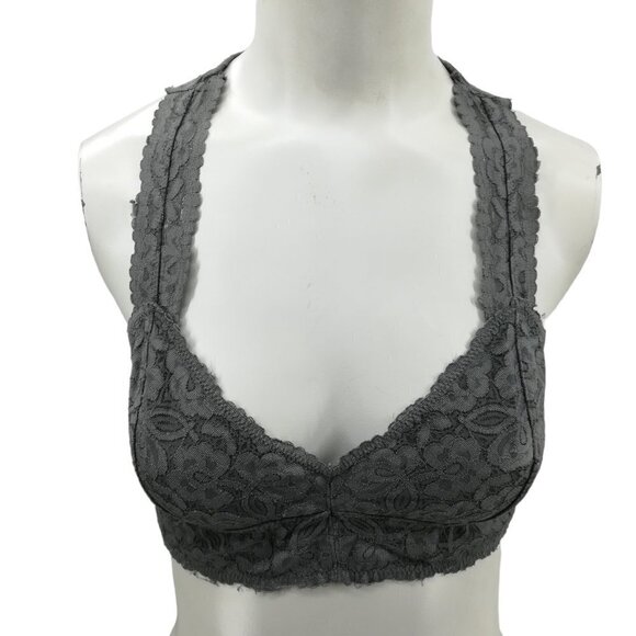 Intimately Free People Blue Gray Lace Bralette Size M Stretch Bra Racerback 2 - Picture 9 of 15